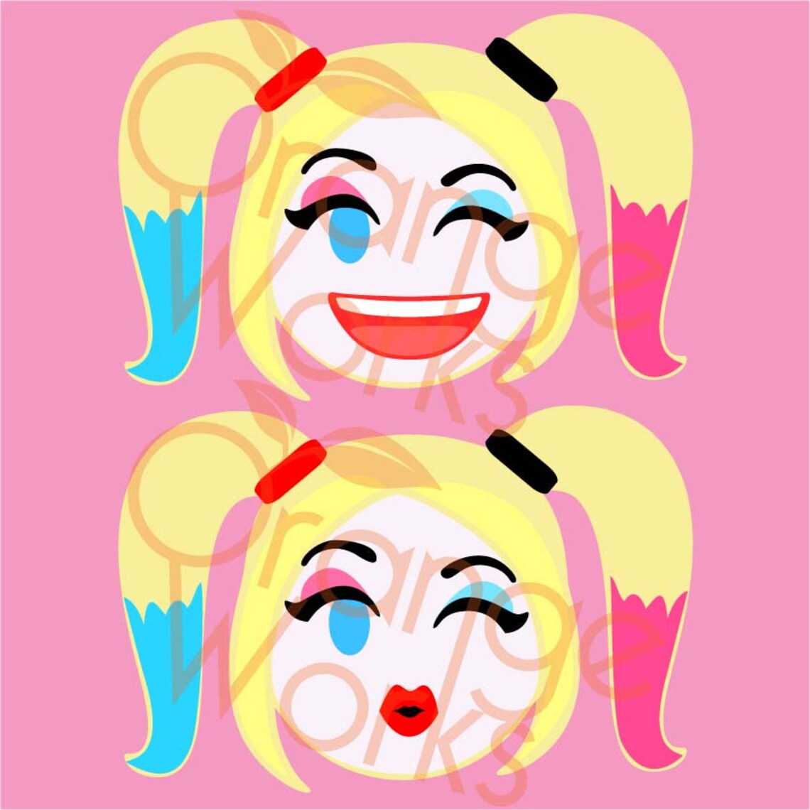 Harley Quinn 2 Emoji Printable Cut File SVG PNG Jpeg Etsy