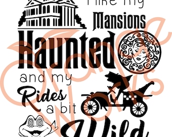 Mansions Haunted and Rides Wild Cut File SVG, land,  file, Mr. Toads Wild Ride, Madame Leota, Cutfile ,gift, present