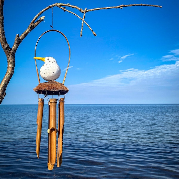 Möwe Windspiel aus Bambus