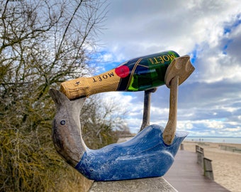 Wooden Duck Wine Bottle Holder Blue Antique Look Approx. 40 Cm Long Etsy UK