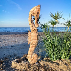 Seahorse antique natural shabby chic made of wood handmade large approx. 85 cm.