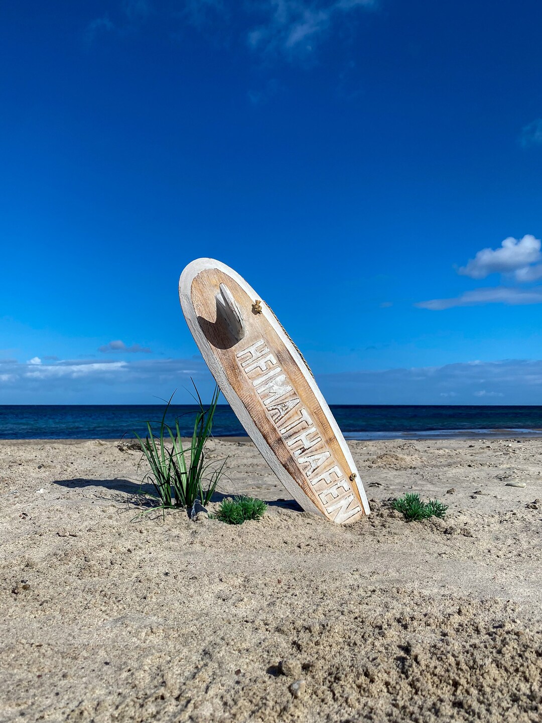 Surfboard HEIMATHAFEN aus Holz in Natur Antik/WEIß Etsy.de