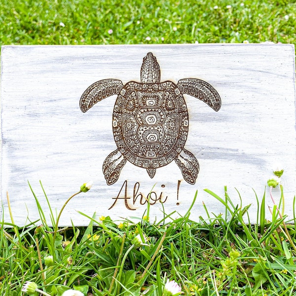 Shabby Chic Holzschild "AHOI !"