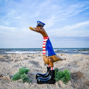Runner duck captain with blue cap approx. 35 cm high image 1