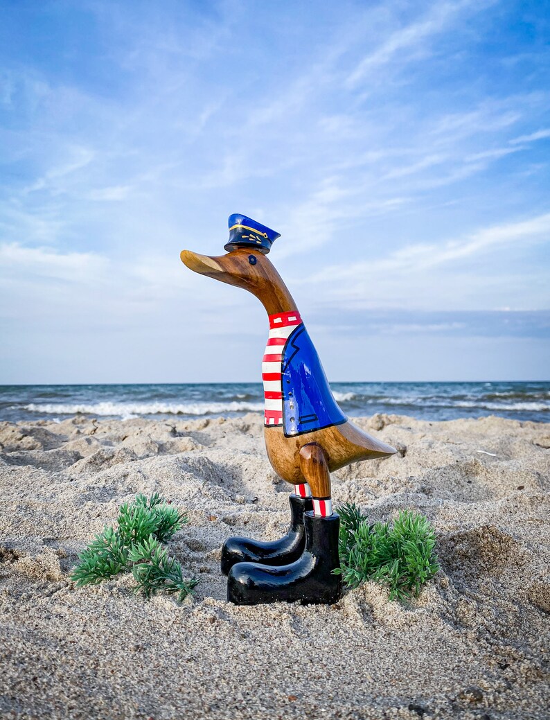 Runner duck captain with blue cap approx. 35 cm high image 1