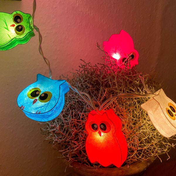 String of lights made of paper lanterns 20 owls