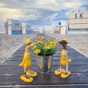 Runner duck with flip-flops yellow-grey in swimsuit approx. 28 cm high