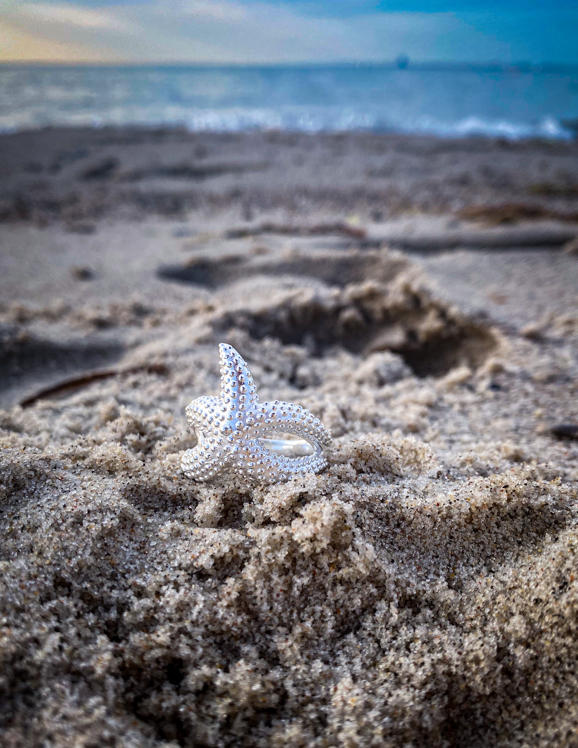 Starfish Ring Made of Solid 925 Silver Matted Etsy
