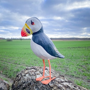 Puffin handmade from carved wood