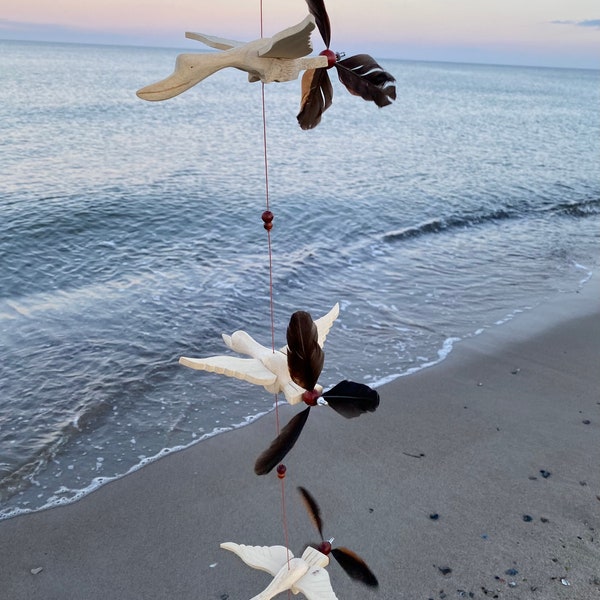 3 Wildgänse Windspiel in natur und Propeller