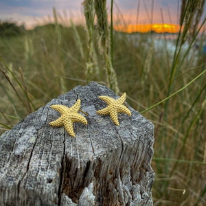 Starfish ear studs made of 925 silver 18 ct. gilded.