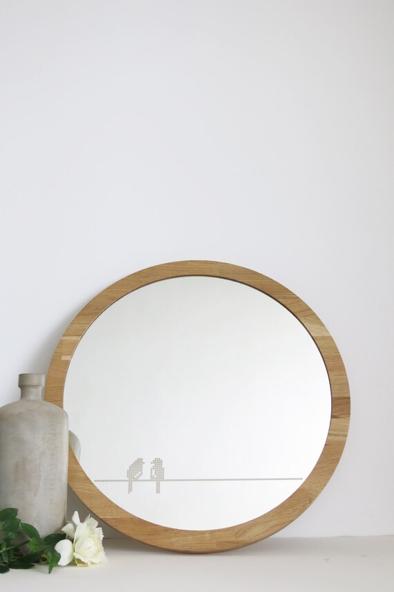 Large Round Mirror Birds Cross Stitch Decorative Large Round Mirror Birds Cross