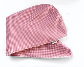 Organic cotton terry Hair Wrap, Reversible, double sided, spa day, hair towel, Bubblegum Pink Gingham