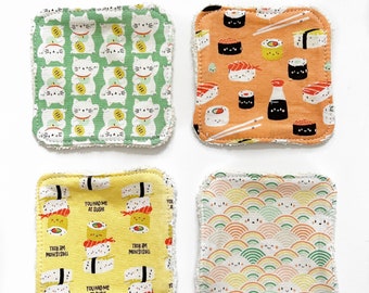 Sushi Face Scrubbies, Organic cotton terry, facial rounds, organic makeup removal pads