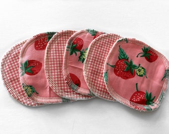 Strawberry Fields  Face Scrubbies, Organic cotton terry, facial rounds, organic makeup removal pads