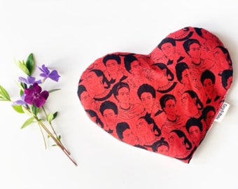 Frida Khalo CRAMPS Heart Shaped Heating Pad, cotton, Menstrual Cramp pad