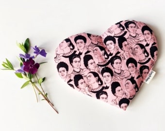 Frida Khalo CRAMPS Heart Shaped Heating Pad, cotton, Menstrual Cramp pad