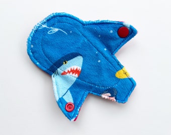 Minky Mermen Shark Lucy and Mabs Reusable Thong Pantyliner,