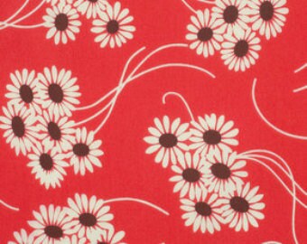 SALE Katie Jump Rope by Denyse Schmidt /Royal Daisy Bouquet in Red /quilting cotton Fabric Canada/ half yard