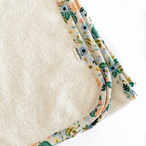 Organic cotton terry XLarge Bath towel with fabric trim, Organic bath sheet, Rifle Paper Co image 3