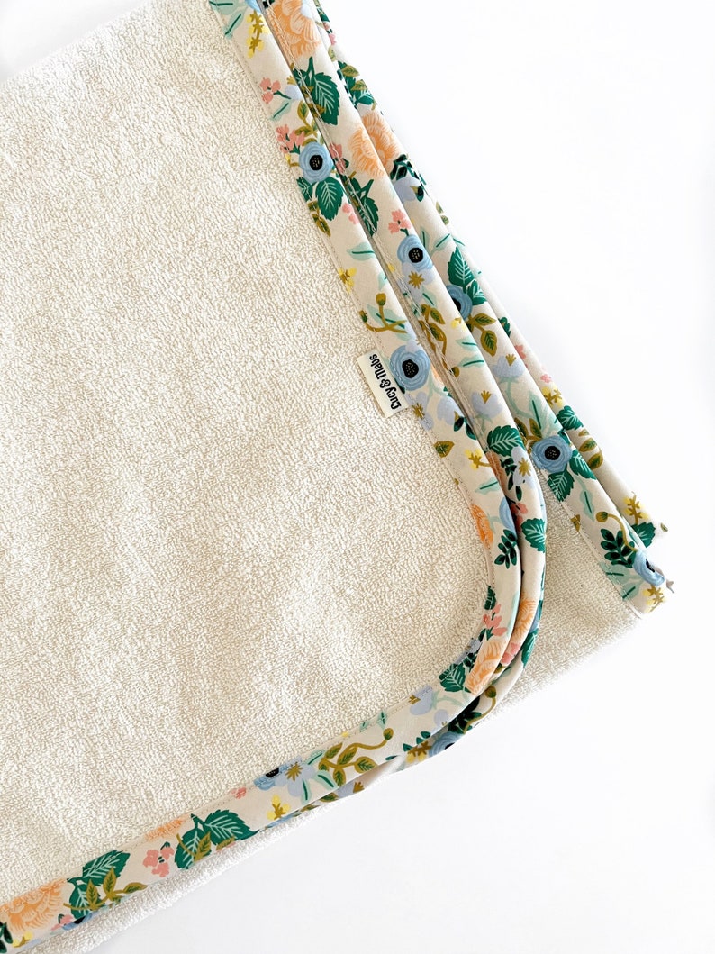 Organic cotton terry XLarge Bath towel with fabric trim, Organic bath sheet, Rifle Paper Co image 3