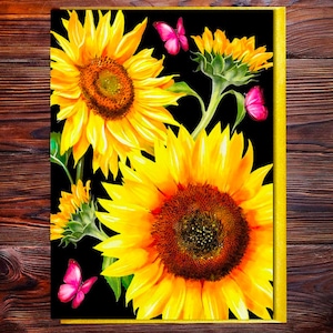 Carte vierge de tournesols vibrants