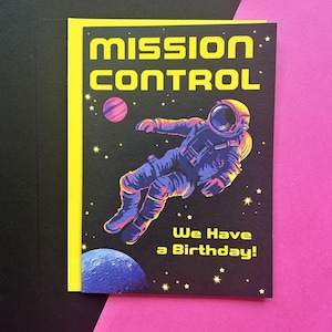 Astronaut Birthday-Sci Fi-Space-Neon-Card
