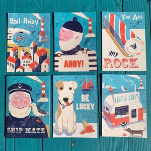 Jeu de 6 cartes postales bord de mer