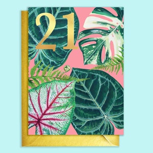 Carte d’intérieur de 21ème anniversaire avec le type d’or