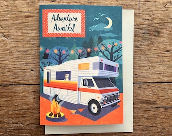 Retro Style Motorhome New Adventure Card