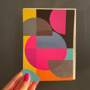 Retro Style Colourful Shapes All Occasions Blank Card