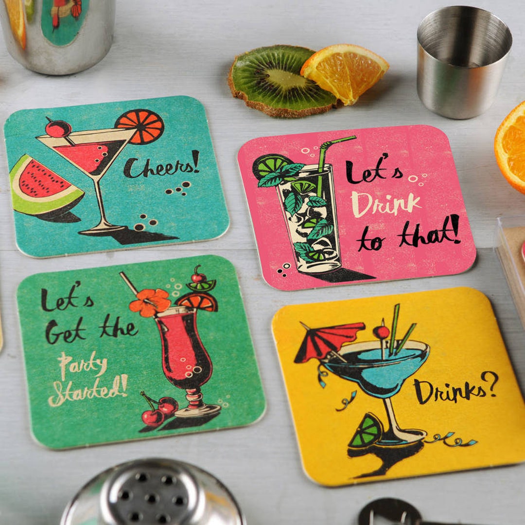 Set of 8 Coaster Cocktail Party Invites - Etsy