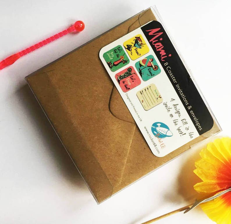 Set of 8 Coaster Cocktail Party Invites - Etsy