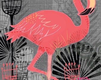Carte de voeux flamant rose