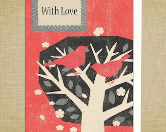 Tarjeta de saludos en blanco con amor