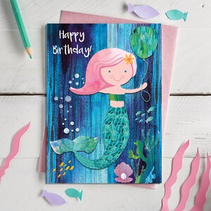 Carte d'anniversaire vierge de sirène