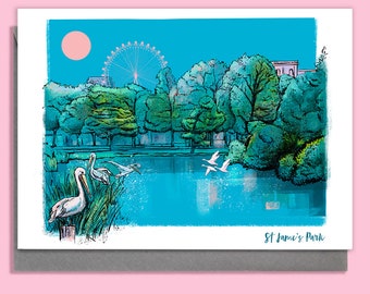 St James Park Blank Card London