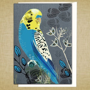 Kitsch Budgie Greetings Card