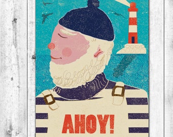 AHOY! Carte de marin rétro