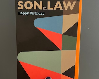 Tarjeta de cumpleaños audaz del yerno del estilo retro