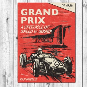 Grandprix Blanko-Vintage Auto-Grußkarte