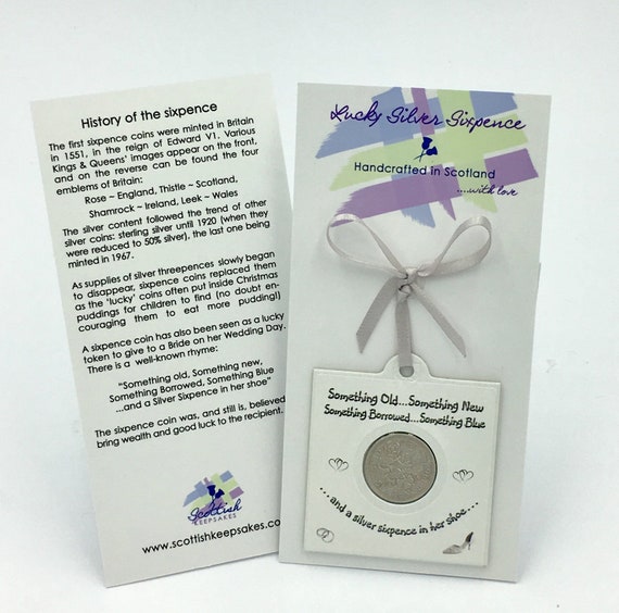 /'A Little Gift/' Themed Lucky Sixpence Coin Charm as Wedding Favours or Various