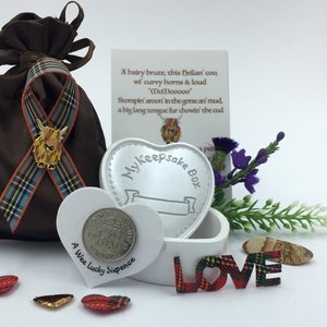 Highland Cow, Heilan Coo, Scottish Gift Set, unique Scottish gift, tartan, Scottish verse, Cow gift, Scottish souvenir,