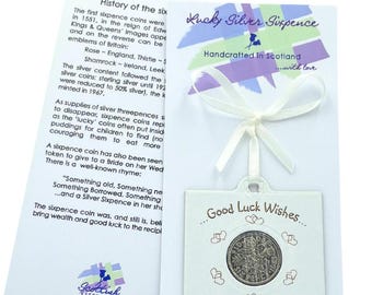 Porte-bonheur de six pence en argent : cadeau de mariage pour les mariés