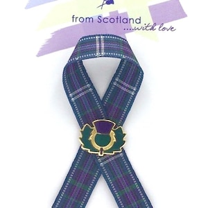 Thistle pin, Scottish thistle, flower of Scotland, thistle on tartan, tweed, New Year, bereavement, funeral pin, memorial pin, wedding pin,