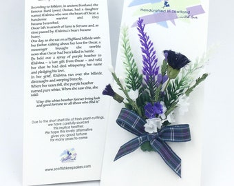 Scottish heather buttonhole: floral spray keepsake for Scottish wedding