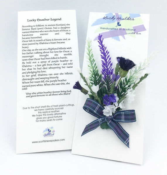 Scottish heather buttonhole: floral spray keepsake for Scottish wedding
