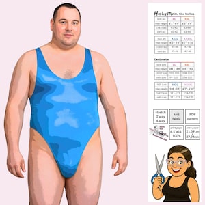 Patron de couture Body dos nageur Husky pour hommes, string, vêtements de sport au dos PDF
