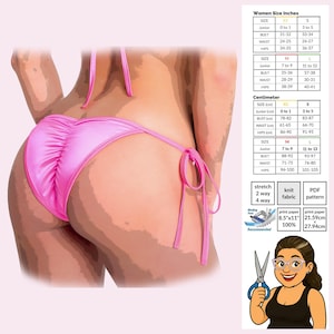 Moderate Cut Tie Side Bikini Bottom Sewing Pattern PDF, DIY Swimwear