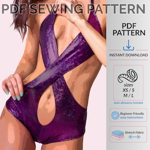 Cross Front Bodysuit Sewing Pattern PDF for Rave, Pole & Festival Wear